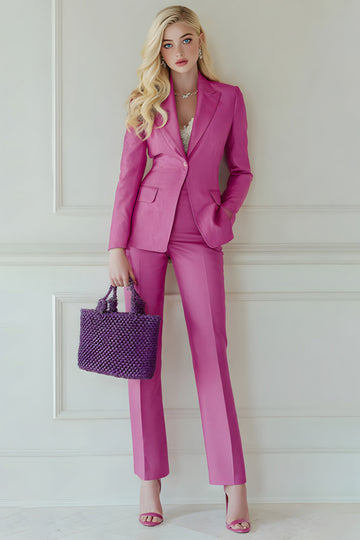 Fuchsia Peak Lapel 2-Piece Women Suits